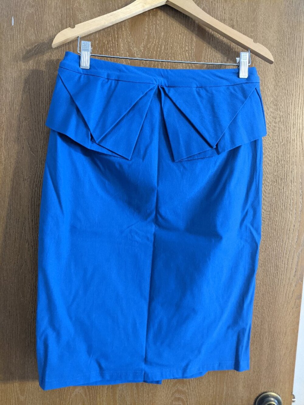 Grace Karin Cobalt Blue Peplum Bow Midi Pencil Skirt Large NWT